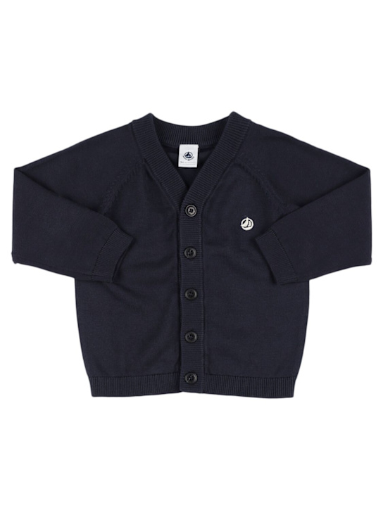 Petit Bateau: Cárdigan de punto de algodón - Azul - kids-boys_0 | Luisa Via Roma