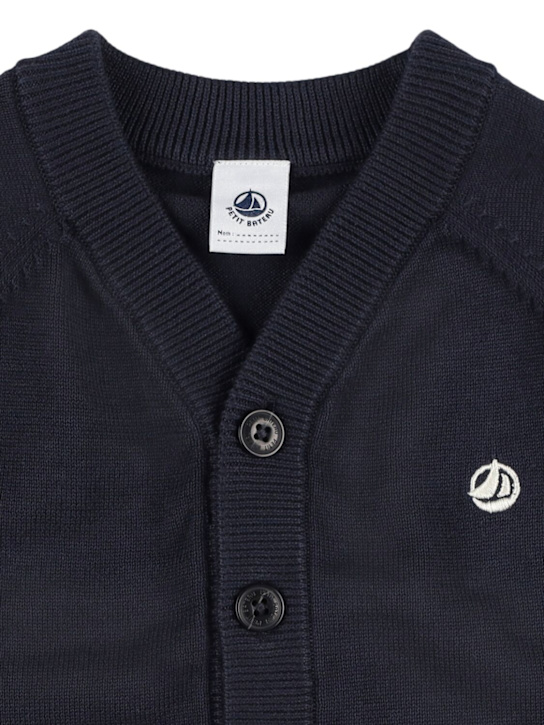 Petit Bateau: Cárdigan de punto de algodón - Azul - kids-boys_1 | Luisa Via Roma
