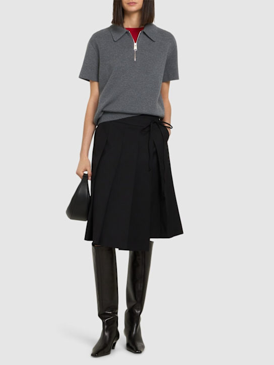Dunst: Ribbon pleated midi skirt - Black - women_1 | Luisa Via Roma