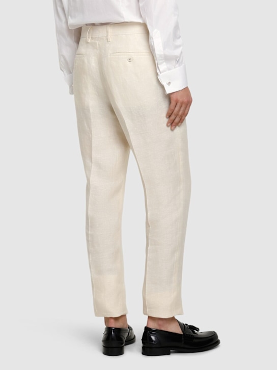 Lardini: Eslyon linen pants - Ivory - men_2 | Luisa Via Roma