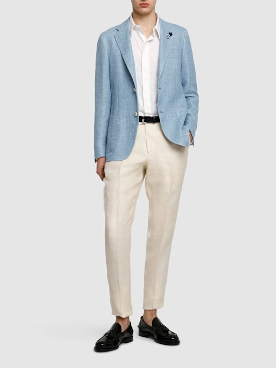 Lardini: Eslyon linen pants - Ivory - men_1 | Luisa Via Roma