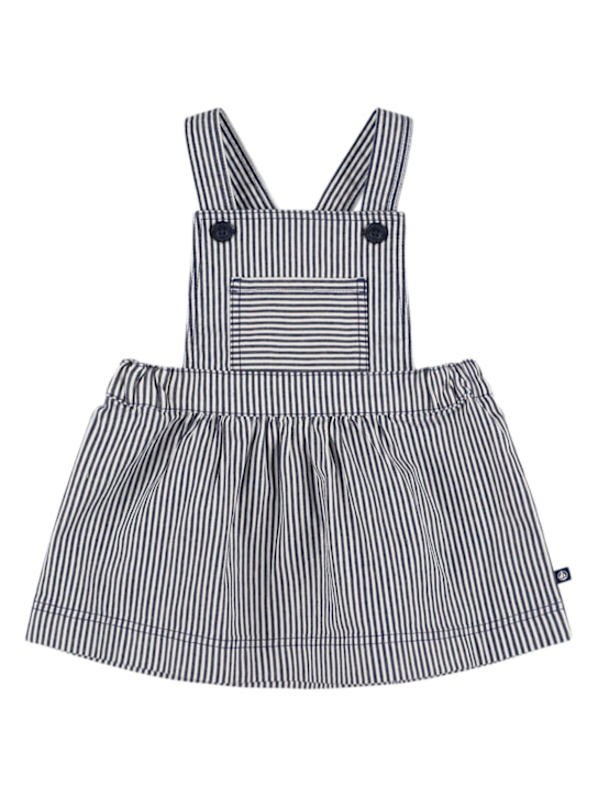Petit Bateau: ストライプコットンブレンドギャバジン オーバーオール - kids-girls_0 | Luisa Via Roma