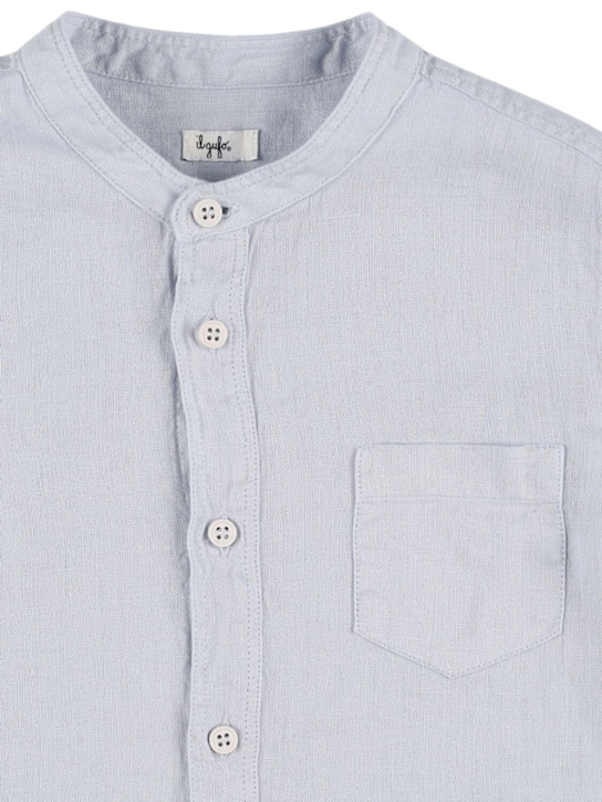 Il Gufo: Linen shirt - Light Blue - kids-boys_1 | Luisa Via Roma
