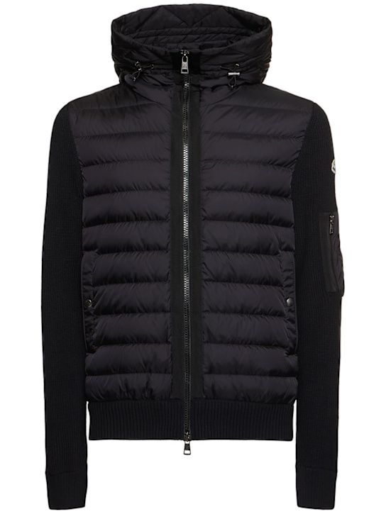 Moncler: Wool blend tricot down jacket - men_0 | Luisa Via Roma