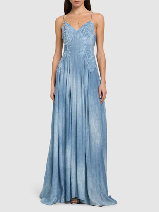 Ermanno Scervino: Embroidered satin maxi dress - women_1 | Luisa Via Roma