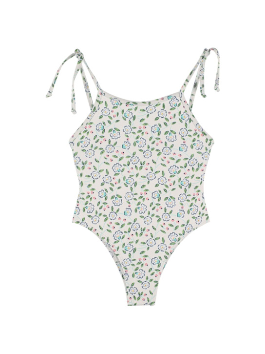 The New Society: ライクラワンピース水着 - ホワイト/ブルー - kids-girls_0 | Luisa Via Roma