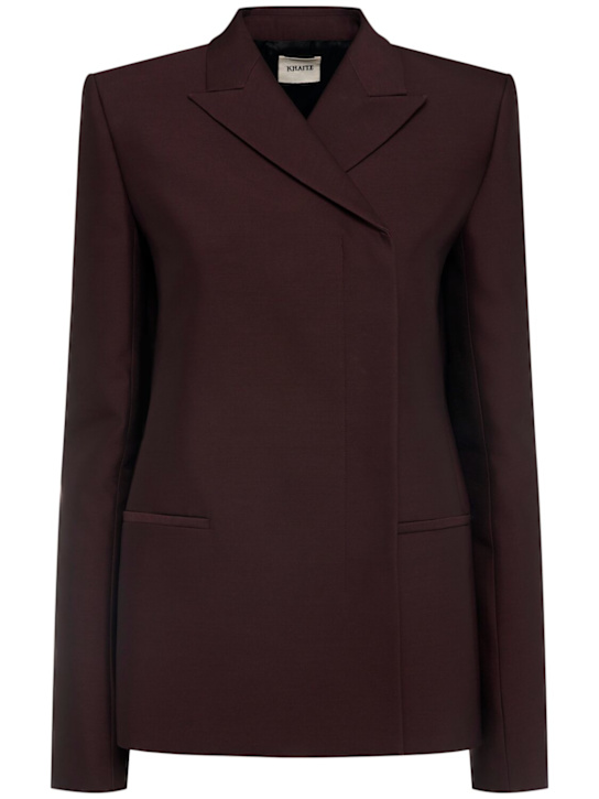 Khaite: Silvannah wool & silk blazer - Burgundy - women_0 | Luisa Via Roma