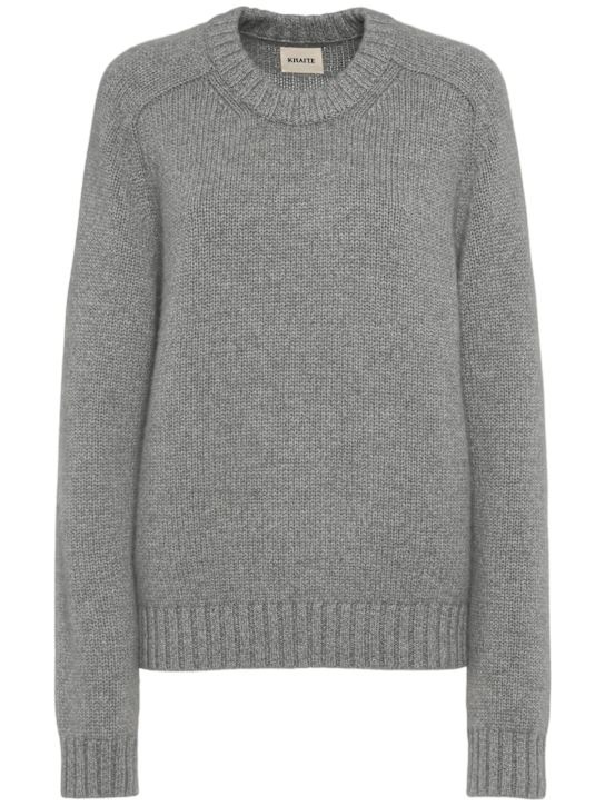 Khaite: Mae cashmere crewneck sweater - Grey - women_0 | Luisa Via Roma