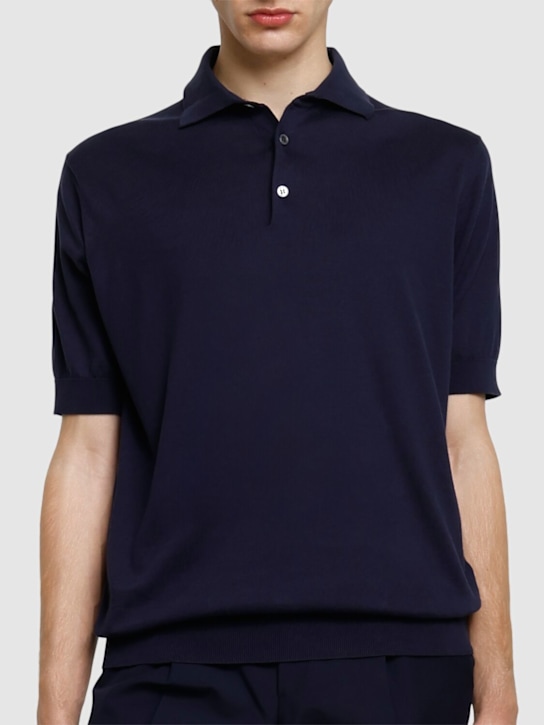 Lardini: Cotton polo - Blue - men_2 | Luisa Via Roma