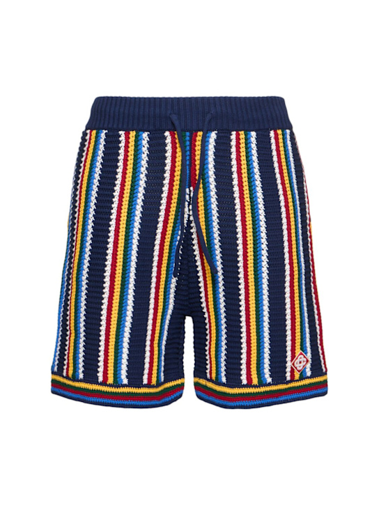 Casablanca: Crochet shorts - Blue/Multi - men_0 | Luisa Via Roma