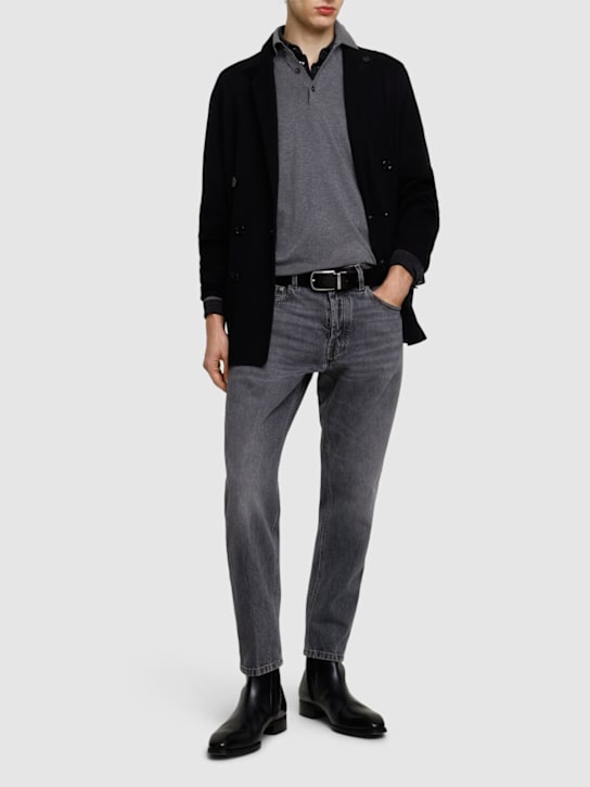 Lardini: Cotton denim jeans - Black - men_1 | Luisa Via Roma
