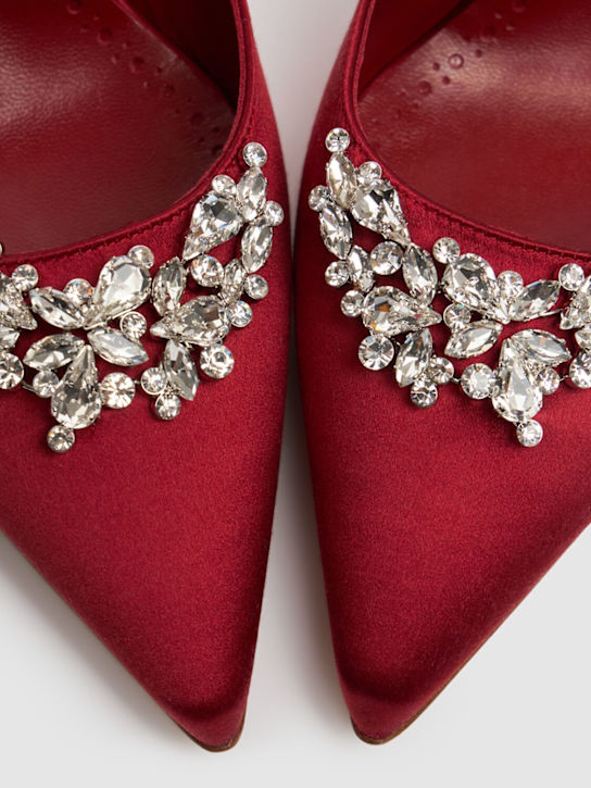 Manolo Blahnik: 90mm Lurum satin mules - Dark Red - women_3 | Luisa Via Roma