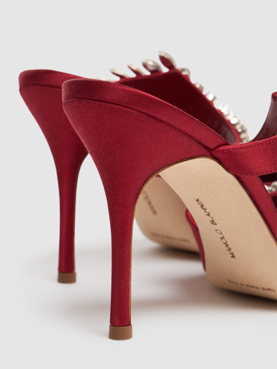 Manolo Blahnik: 90mm Lurum satin mules - Dark Red - women_4 | Luisa Via Roma