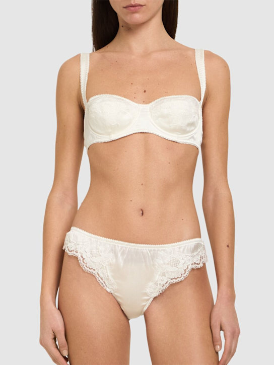 Silk satin stretch underwire bra w/lace - Thumbnail 2
