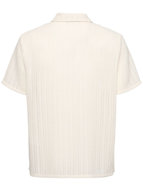 Dunst: Unisex crochet shirt - Ivory Stripe - men_3 | Luisa Via Roma