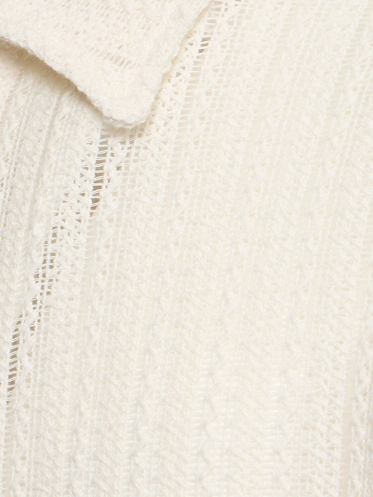 Dunst: Unisex crochet shirt - Ivory Stripe - men_4 | Luisa Via Roma
