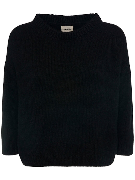 Khaite: Sabina short sleeve cashmere sweater - ブラック - women_0 | Luisa Via Roma