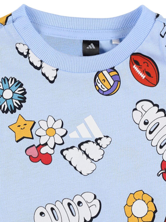 adidas Originals: Printed cotton t-shirt & shorts - Açık Mavi - kids-boys_1 | Luisa Via Roma