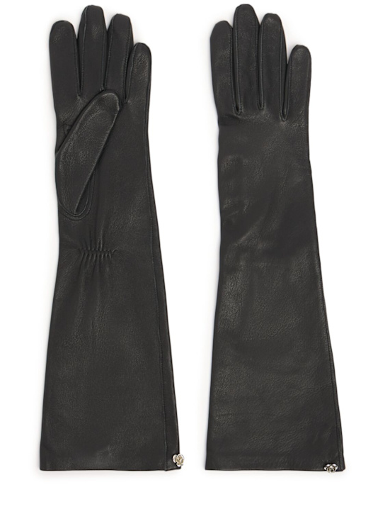 Magda Butrym: Leather long gloves - Black - women_0 | Luisa Via Roma
