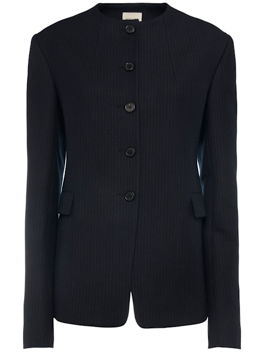 Khaite: Jameson virgin wool blend jacket - Navy - women_0 | Luisa Via Roma