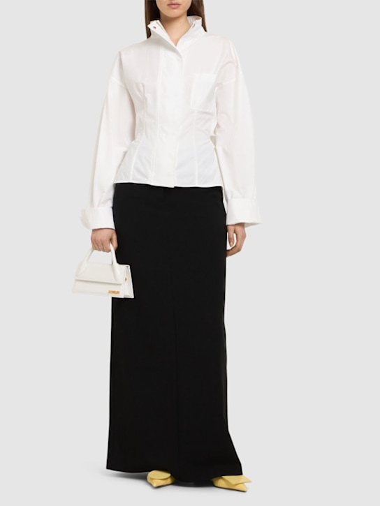 Jacquemus: La Chemise Ciro back button poplin shirt - White - women_1 | Luisa Via Roma