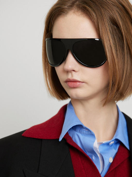 Miu Miu: Occhiali da sole in acetato oversize - Nero/Grigio - women_1 | Luisa Via Roma