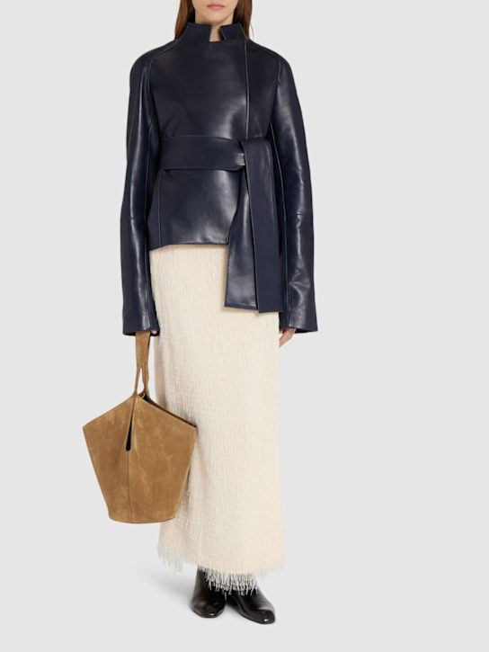 Khaite: Edith leather jacket - Navy - women_1 | Luisa Via Roma