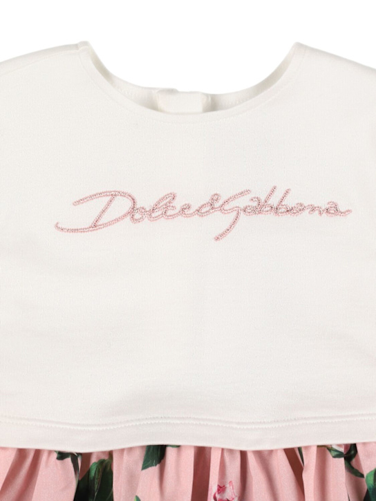 Dolce&Gabbana: コットンジャージーワンピース - ホワイト/ピンク - kids-girls_1 | Luisa Via Roma