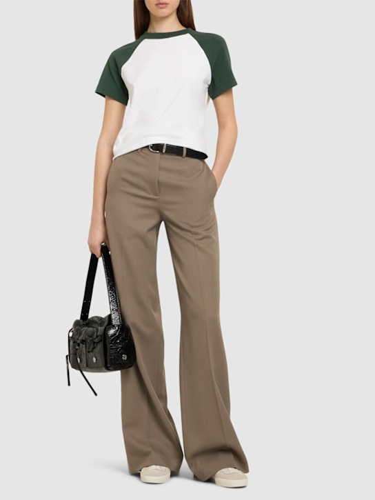 Jacquemus: Le Mini Tshirt Baseball双色T恤 - 白色/绿色 - women_1 | Luisa Via Roma