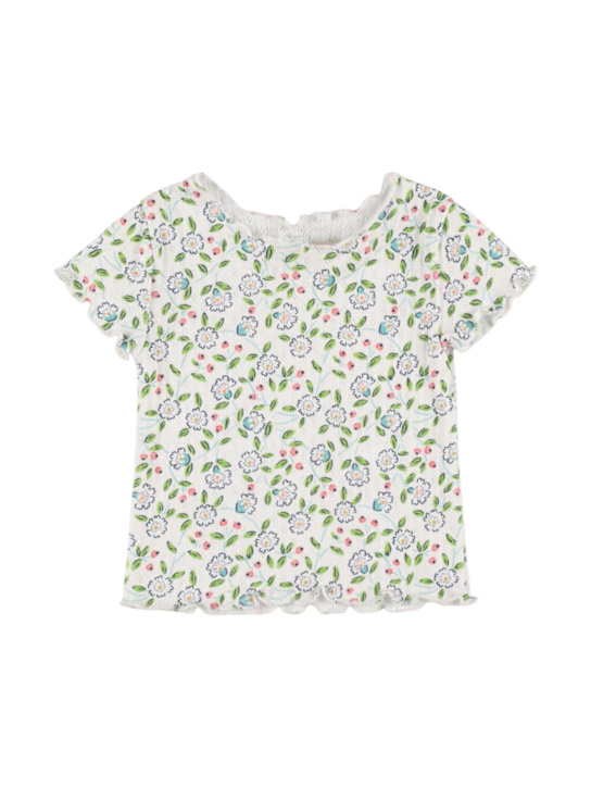 The New Society: コットンジャージーTシャツ - ホワイト/グリーン - kids-girls_0 | Luisa Via Roma