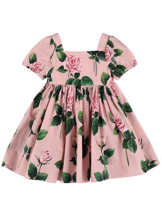 Dolce&Gabbana: Vestito in cotone stampato - Rosa/Multi - kids-girls_0 | Luisa Via Roma