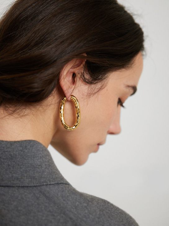 Jil Sander: Big hammered hoop earrings - women_1 | Luisa Via Roma