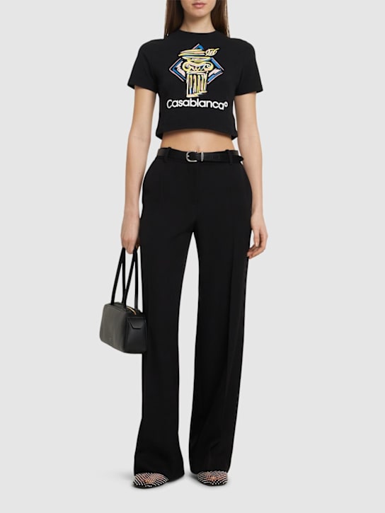 Casablanca: Diamond column print cropped t-shirt - women_1 | Luisa Via Roma