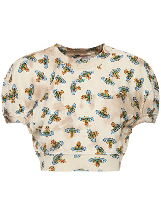Vivienne Westwood: Cropped cotton jersey football t-shirt - women_0 | Luisa Via Roma