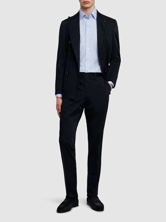 Lardini: Stretch cotton pants - Blue - men_1 | Luisa Via Roma