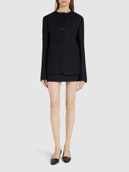 Khaite: Jett virgin wool blend mini skirt - Navy - women_1 | Luisa Via Roma