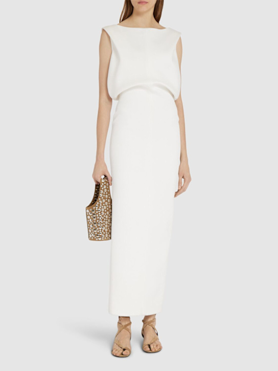 Khaite: Terran bonded crepe satin long dress - White - women_1 | Luisa Via Roma
