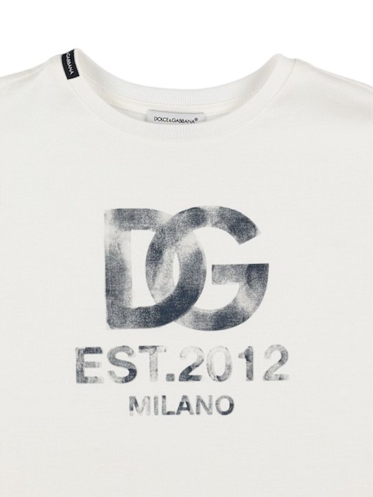 Dolce&Gabbana: Printed cotton jersey t-shirt  w/logo - kids-boys_1 | Luisa Via Roma