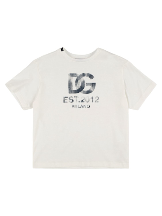 Dolce&Gabbana: Printed cotton jersey t-shirt  w/logo - kids-boys_0 | Luisa Via Roma