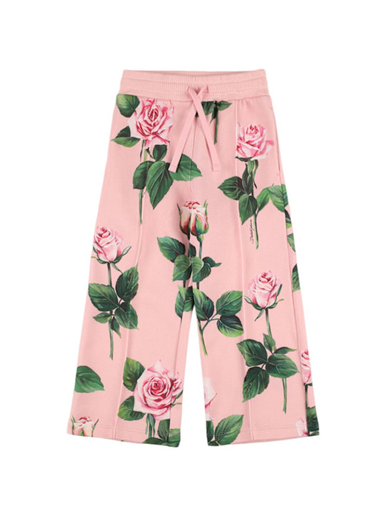Dolce&Gabbana: 플로랄 프린트 코튼 스웻팬츠 - Pink/Multicolor - kids-girls_0 | Luisa Via Roma