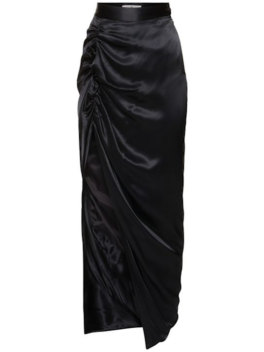 Asymmetric draped satin skirt - Thumbnail 1