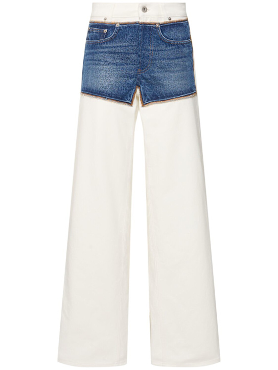 Jean Paul Gaultier: Petit Grand trompe l'oeil wide jeans - Blue/White - women_0 | Luisa Via Roma