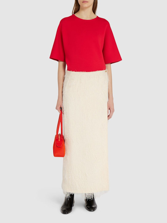 Khaite: Quinn fluid viscose blend long skirt - Custard - women_1 | Luisa Via Roma
