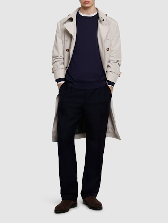 Lardini: Knit cotton crewneck sweater - Blue - men_1 | Luisa Via Roma