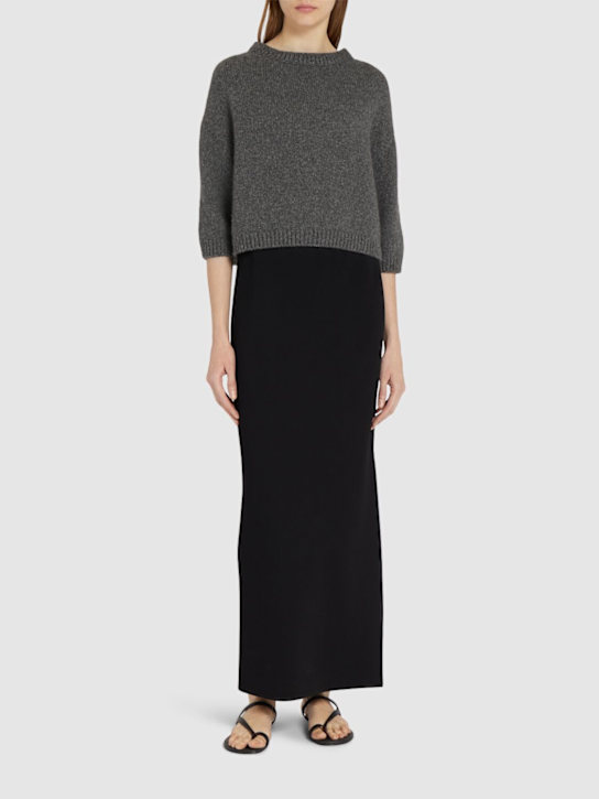 Khaite: Sabina short sleeve cashmere sweater - Grey - women_1 | Luisa Via Roma