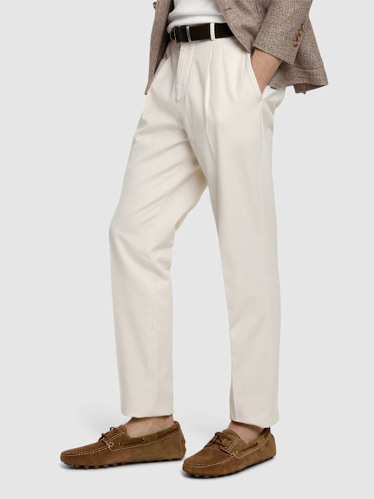 Tod's: Suede boat shoes - Noce Chiaro - men_1 | Luisa Via Roma