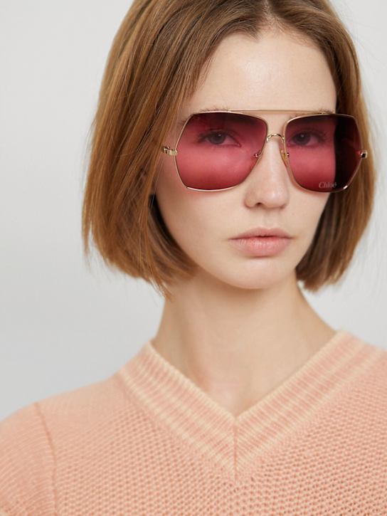 Chloé: スクエアメタルサングラス - women_1 | Luisa Via Roma