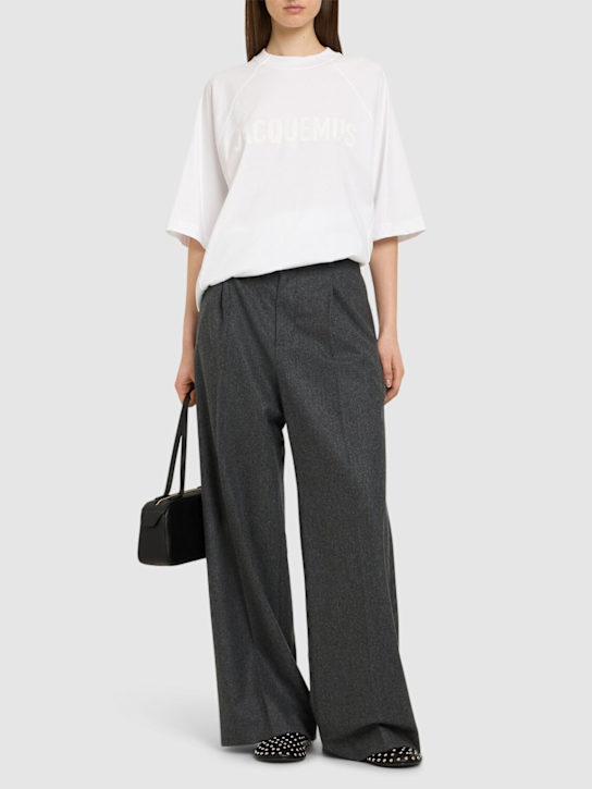 Jacquemus: Le t-shirt typo jacquemus logo t-shirt - White - women_1 | Luisa Via Roma