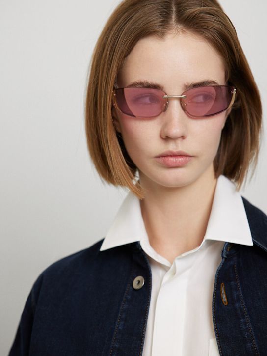 Miu Miu: Occhiali da sole ovali in metallo - women_1 | Luisa Via Roma