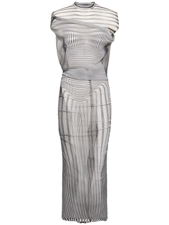 Body morphing printed mesh midi dress - Thumbnail 1